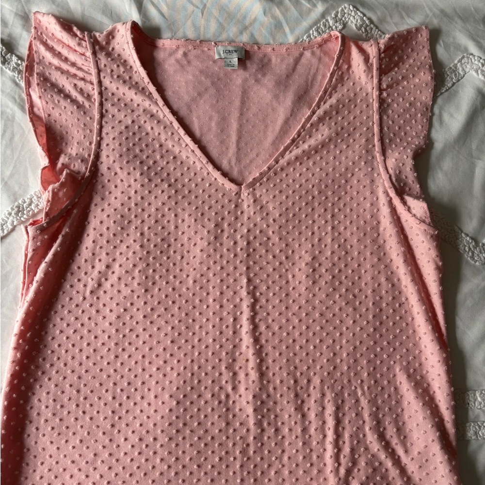 J. Crew Pink Blouse with Delicate Ruffle Details